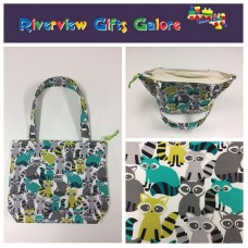 Medium Tote Bag with Zip- Ricky Racoon